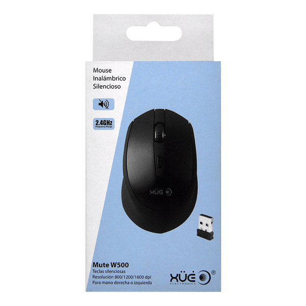 Mouse inalámbrico Silencioso XUE® 1600Dpi MUTE W500 Negro