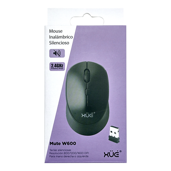 Mouse inalámbrico Silencioso XUE® 1600Dpi Mute W600 Negro