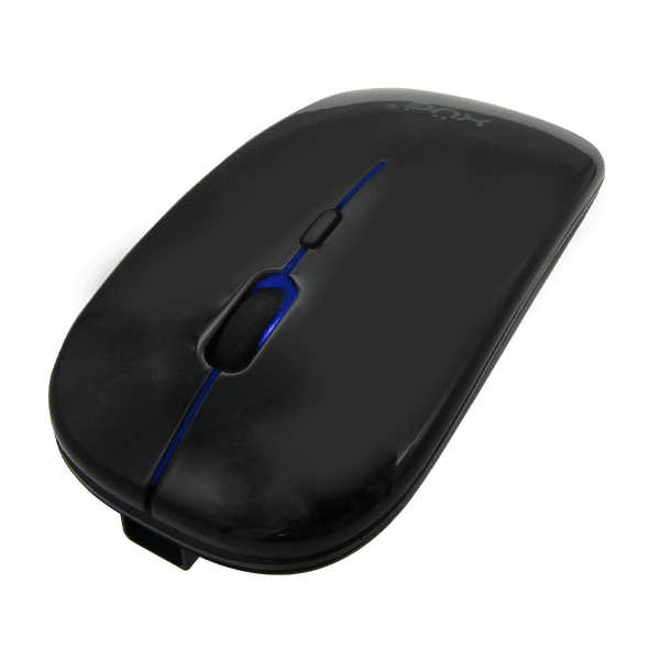 Mouse Inalámbrico Silencioso XUE 1600 DPI USB-C Negro Bluetooth + 2.4GHz