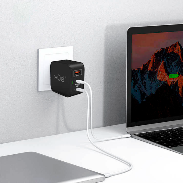 Cargador de corriente XUE® para portátil Type C GaN 20V-3.25A 15V/12V/9V/5V--3A 65W Negro / USB-C (Wall)