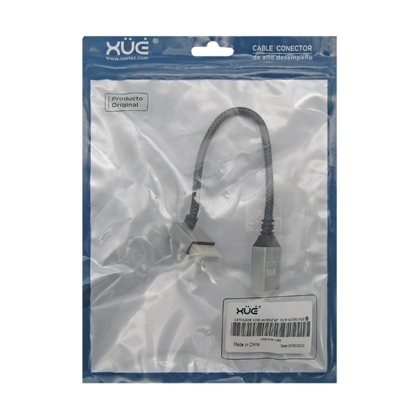 Extensor HDMI 4K/60HZ 90° 15CM, color Negro, marca XUE®
