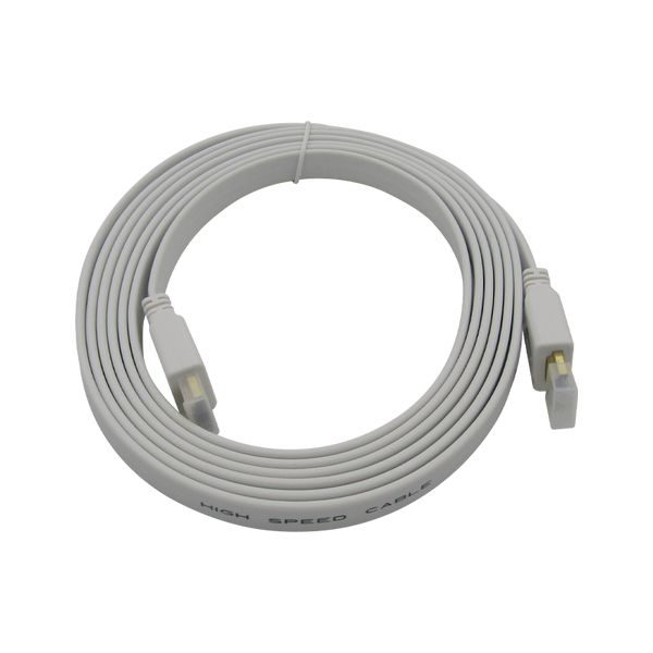 Cable HDMI V2.0 Plano 2160P 4K/60HZ 3M ARC 18Gbps Macho a HDMI Macho 19+1, color blanco, Marca XUE®