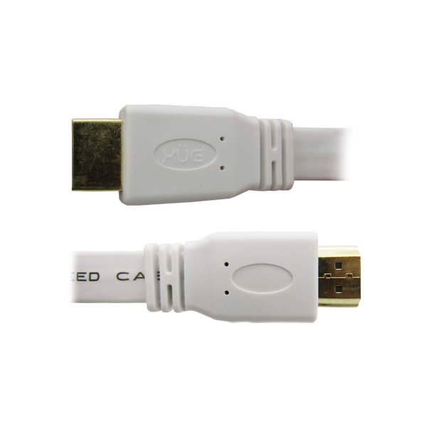 Cable HDMI V2.0 Plano 2160P 4K/60HZ 3M ARC 18Gbps Macho a HDMI Macho 19+1, color blanco, Marca XUE®