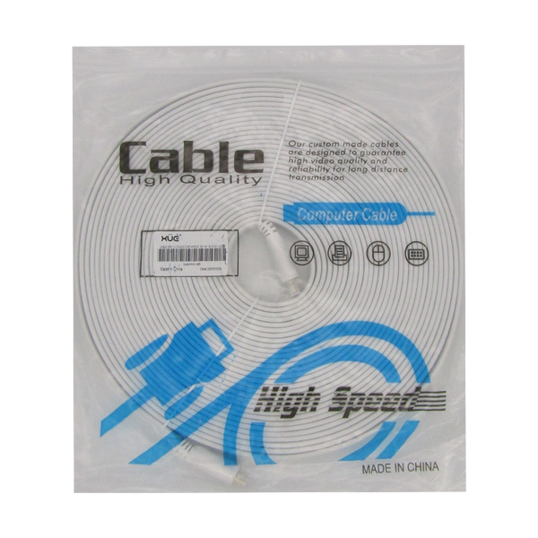Cable HDMI V2.0 PLANO 2160P 4K/60HZ 15M ARC 18Gbps Macho a HDMI Macho 19+1, color Blanco, marca XUE®