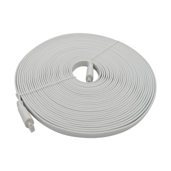 Cable HDMI V2.0 PLANO 2160P 4K/60HZ 15M ARC 18Gbps Macho a HDMI Macho 19+1, color Blanco, marca XUE®