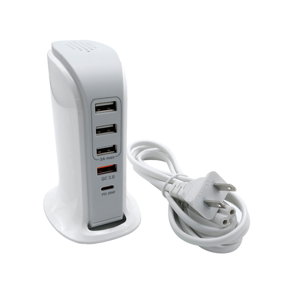 Cargador multipuerto 4xUSB + 1xUSB-C de 20W. Total output 35W