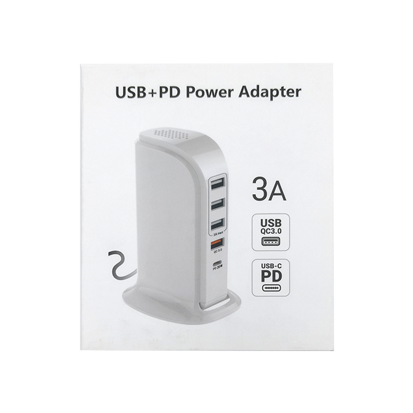 Cargador multipuerto 4xUSB + 1xUSB-C de 20W. Total output 35W