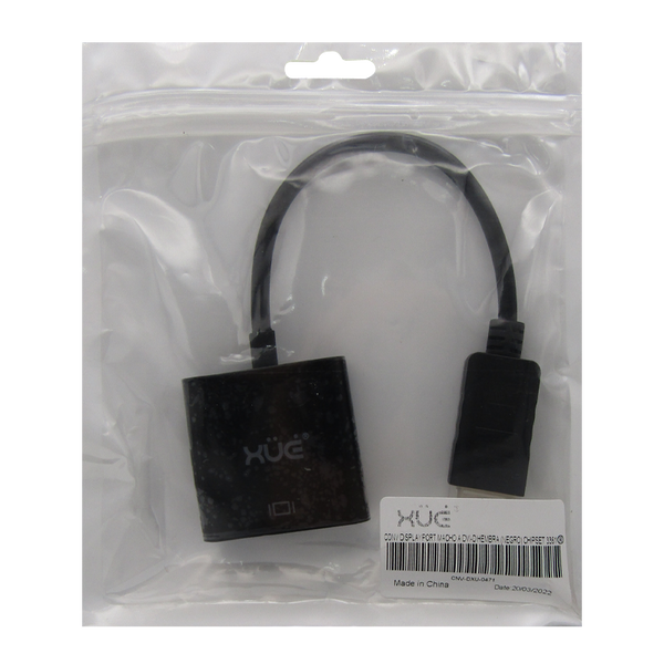 Convertidor Displayport Macho a DVI-D Hembra (Negro) Chipset 3361 marca XUE®