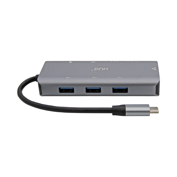 Docking Station XUE® 8-1 USB-C a GIGABIT ETHERNET+ HDMI 4K + PD 100W + 3*USB3.0 + LECTOR SD, XUE® GRIS