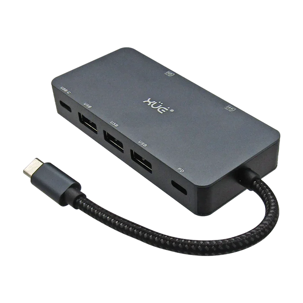 Docking Station 7-1 TIPO-C 3.1 Gen1 a 2 * HDMI 4K + PD 100W + 3*USB3.0 + USB-C (5GBPs), Color Gris, Marca  XUE®
