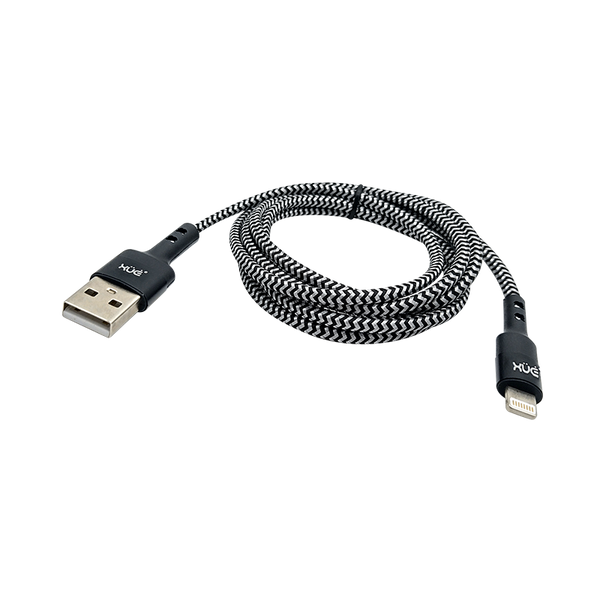 Convertidor USB-A a Lightning 2.4A 1.5m color Negro recubierto en nylon (para Carga y Datos) XUE®