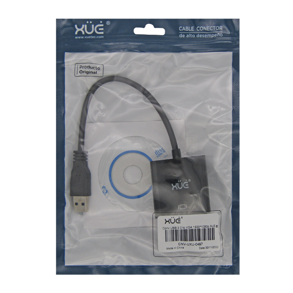 Convertidor USB 3.0 a VGA resolución 1920 * 1080p marca XUE®