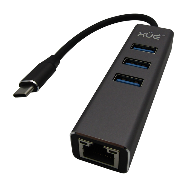 Convertidor USB-C 3.1 a Ethernet Gigabit USB 3.0 HUB (Mac OS 10) Negro marca XUE®