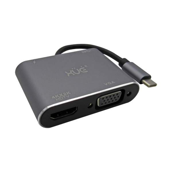 Convertidor USB-C 3.1 a HDMI 4K, VGA, USB 3.0, USB-C de carga, marca XUE®