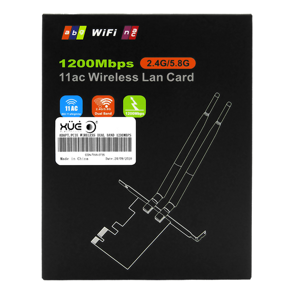 Tarjeta PCIe WIFI 1200mbps DUAL BAND 2.4GHZ y 5.8GHZ 802.11B/G/N 2xAntenas (RTL8812AE) LP
