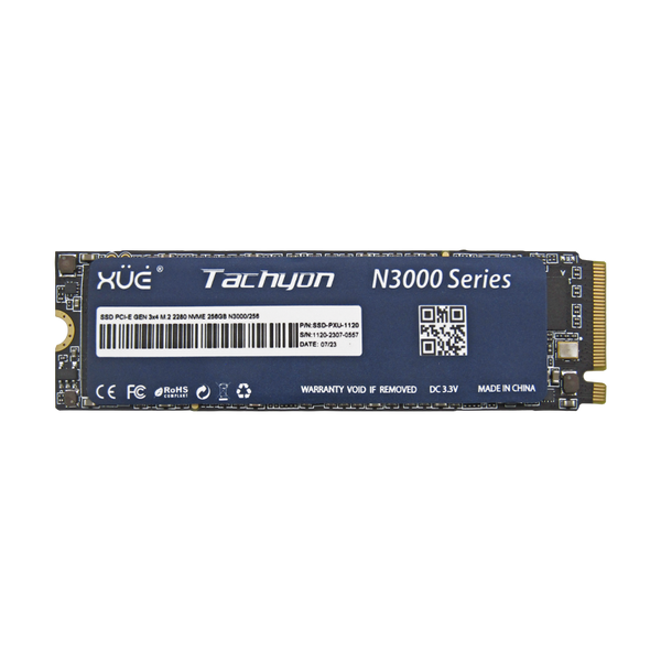 Disco de Estado Sólido SSD PCI-E 3.0 M.2 2280 256GB NVME XUE® TACHYON N3000/256GB 3100/1400MB/S (TRAY PACKING)