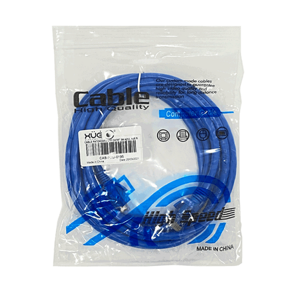 Cable Patchcord UTP CAT6E 5m 26AWG CCA PVC Azul XUE®