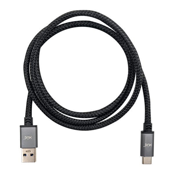 Convertidor USB-A 3.0 a USB-C 5V-3A 1m color Negro recubierto en nylon (solo carga, sin datos) XUE®